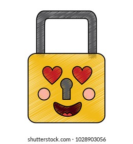 safe secure padlock kawaii character