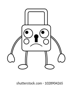 safe secure padlock kawaii character
