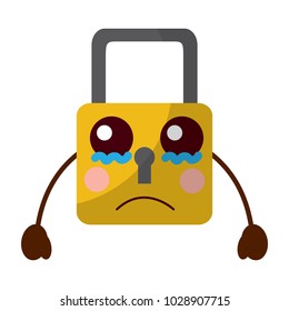 safe secure padlock kawaii character