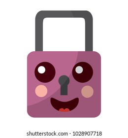 safe secure padlock kawaii character