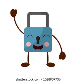 safe secure padlock kawaii character