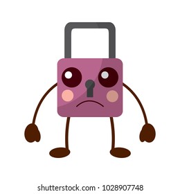 safe secure padlock kawaii character