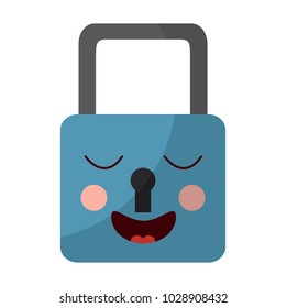 safe secure padlock kawaii character