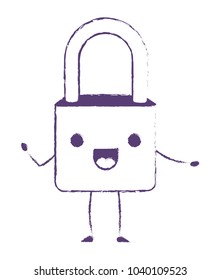 safe secure padlock kawaii character