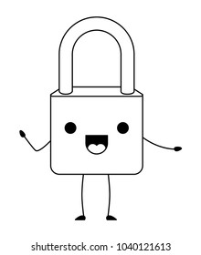 safe secure padlock kawaii character