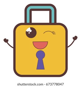 safe secure padlock kawaii character