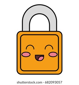 safe secure padlock kawaii character