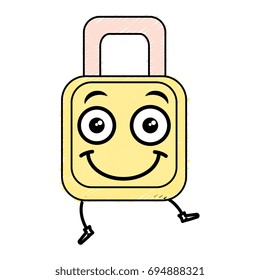safe secure padlock kawaii character