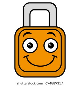 safe secure padlock kawaii character