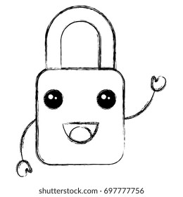 safe secure padlock kawaii character