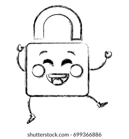 safe secure padlock kawaii character