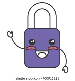 safe secure padlock kawaii character
