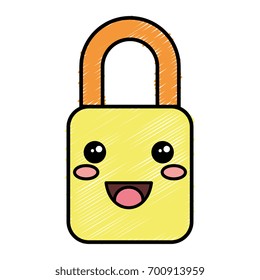 safe secure padlock kawaii character