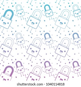 safe secure padlock kawaii pattern background