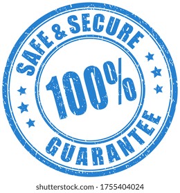 Safe and secure product vector stamp isolated on white background