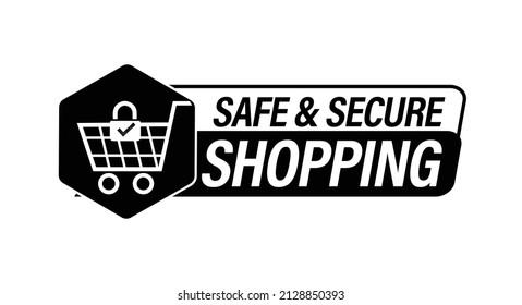 sicheres und sicheres Shopping-Vektorsymbol. schwarz