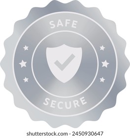 Safe Secure sign, safe symbol in Silver seal, Safe Secure seal, protect technology, Protection icon, Shield security icon, cyber shield