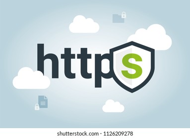 Safe and Secure Web sites on the Internet. HTTPS Protocol. SSL certificate for the site. Advantage TLS. Vector illustration.