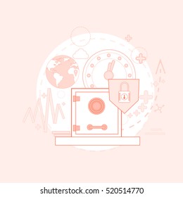 Safe Security Banking Money Savings Storage Vector illustration
