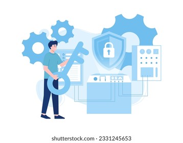 Safe security trending concept flat illustration