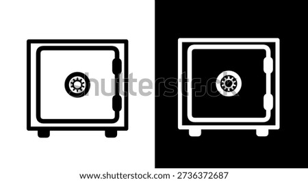 Safe security vault icon symbol for protection and money storage in black and white