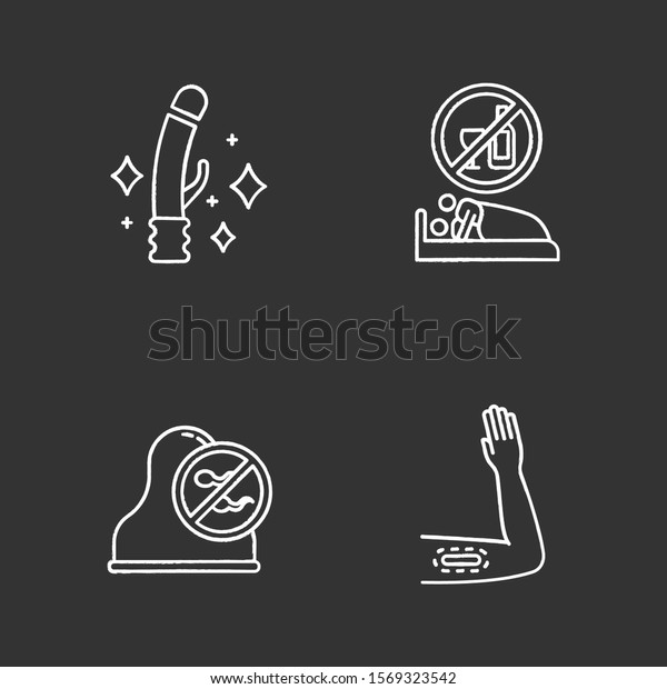 Safe Sex Chalk Icons Set Clean Stock Vector Royalty Free 1569323542 5738