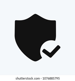 Safe shield with check sign icon vector, protection symbol.