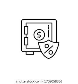 Safe, shield, percent icon. Simple line, outline vector elements of loan and investment for ui and ux, website or mobile application