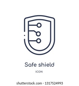 safe shield protection icon from technology outline collection. Thin line safe shield protection icon isolated on white background.