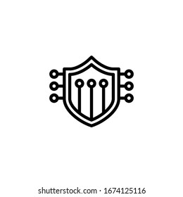 Safe shield protection icon vector in linear, outline icon isolated on white background