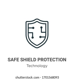 Vektorillustration-Symbol für den sicheren Schildschutz. Dünne schwarze Schutzschild-Ikone, einfache flache Vektorillustration-Elementgrafik aus bearbeitbarem Technologiekonzept einzeln auf weißem Hintergrund