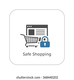 Safe Shopping  Icon. Flat Design. Business Concept Isolated Illustration.