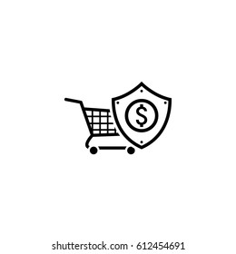 Safe Shopping Icon. Flat Design. Business Concept Isolated Illustration.