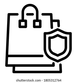 Icono de compra segura. Icono de vector de compra seguro de contorno para diseño web aislado en fondo blanco