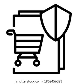 Safe shopping icon. Outline Safe shopping vector icon for web design isolated on white background