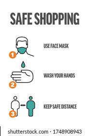 Safe shopping instructions - infographic template