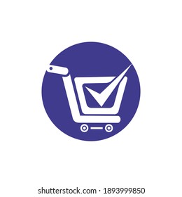 Plantilla de diseño del logotipo del vector de compra seguro. Diseño del icono del logotipo del carrito de la compra de opción segura.