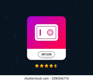 Safe sign icon. Deposit lock symbol. Protection for your documents in hotel. Web or internet icon design. Rating stars. Just click button. Vector