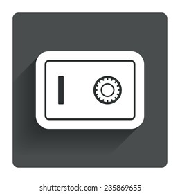 Safe sign icon. Deposit lock symbol. Protection for your documents in hotel. Gray flat square button with shadow. Modern UI website navigation. Vector