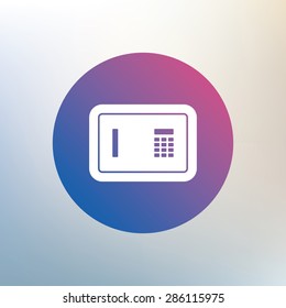 Safe sign icon. Deposit lock symbol. Protection for your documents in hotel. Icon on blurred background. Vector