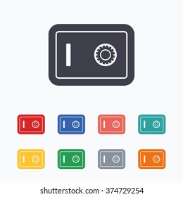 Safe sign icon. Deposit lock symbol. Protection for your documents in hotel. Colored flat icons on white background.