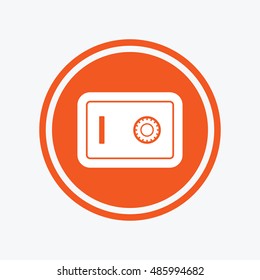 Safe sign icon. Deposit lock symbol. Protection for your documents in hotel. Graphic design element. Flat safe box symbol on the round button. Vector