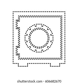 Safe sign illustration. Vector. Black dashed icon on white background. Isolated.