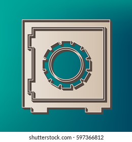 Safe sign illustration. Vector. Icon printed at 3d on sea color background.