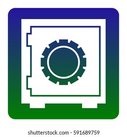 Safe sign illustration. Vector. White icon at green-blue gradient square with rounded corners on white background. Isolated.