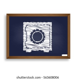 Safe sign illustration. White chalk icon on blue school board with shadow as background. Isolated.