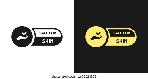 Safe for skin, label or sticker. Organic cosmetic icon. Organic skin care components or labels.