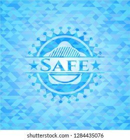 Safe sky blue emblem. Mosaic background