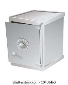 The safe with the slightly opened door. Vector illustration