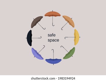 Safe Space For LGBTQ Community, A Rainbow Umbrellas Pattern